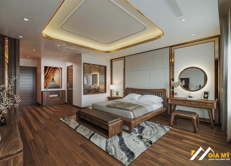 Với tone màu chủ đạo tạo nên không gian ấm cúng sang trọng cho chung cư